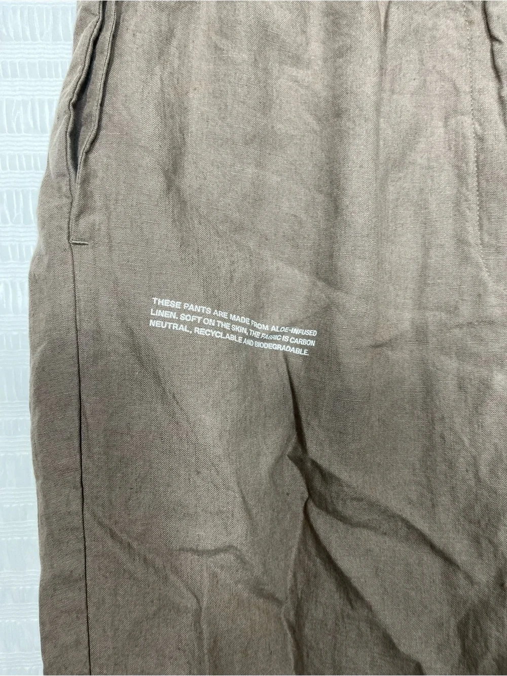 Pangaia Garterized Drawstring Track Pants in Brown Linen Size Medium